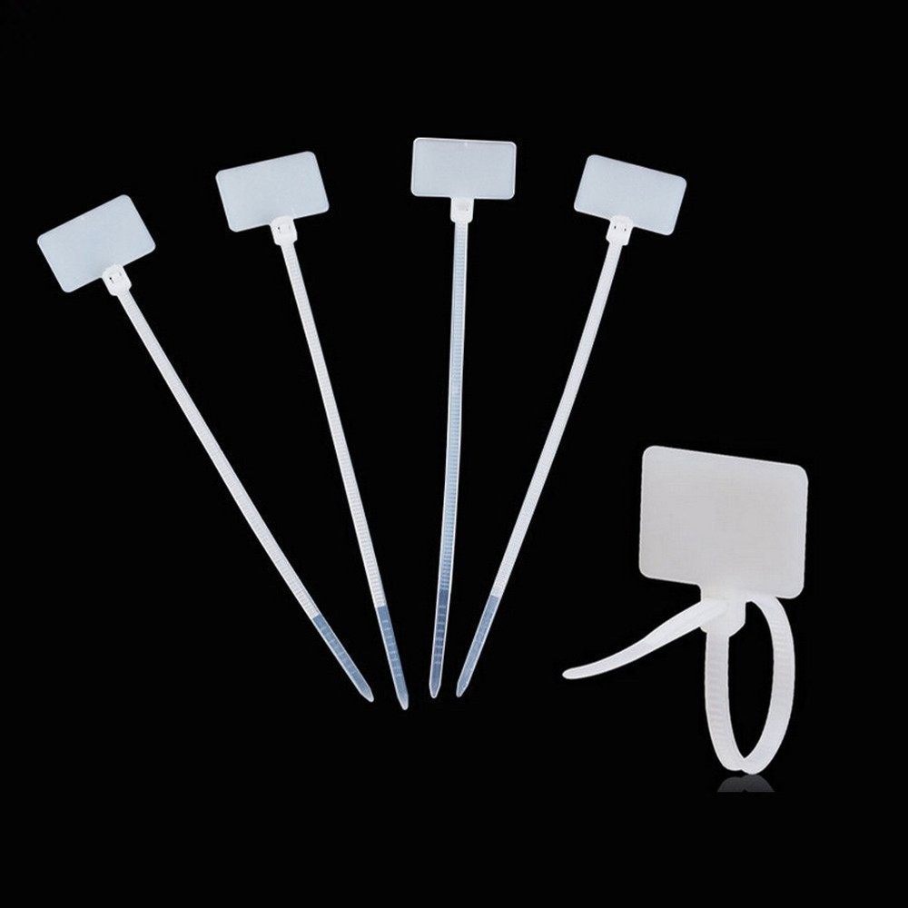 100 Pcs Write On Cable Tags Wire Zip Tie Labels Nylon Power Marking Tags