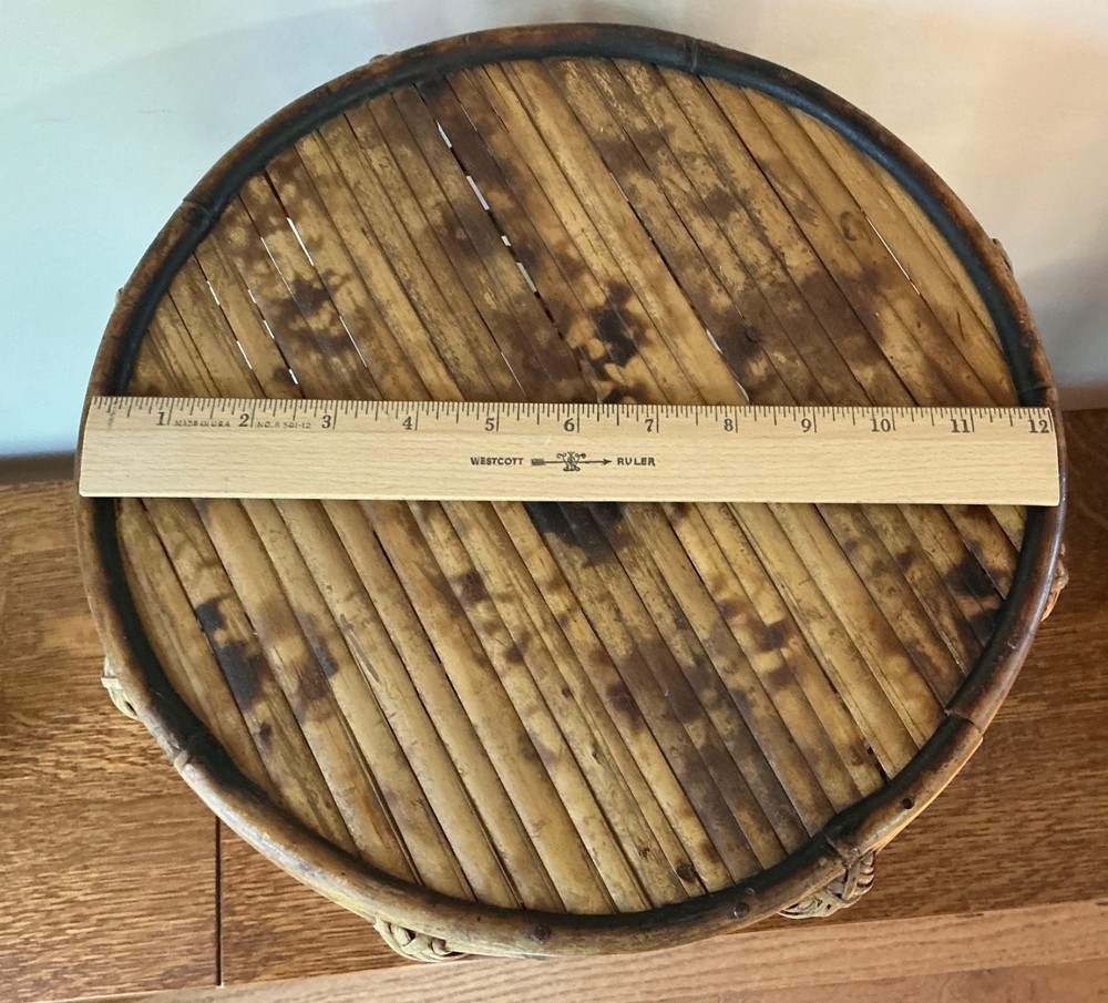 Vintage Tortoise Burnt Bamboo Drum Side table