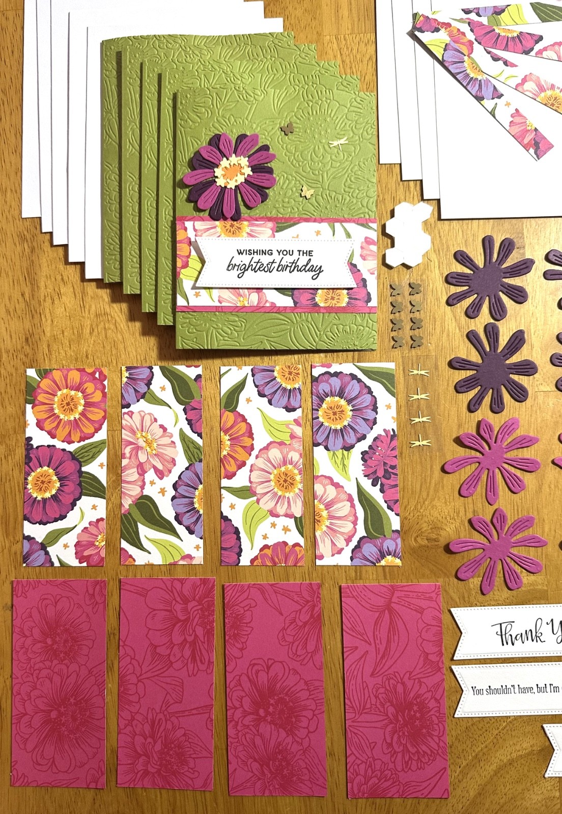 Stampin’ Up! Zinnias Sentiment Variety Card Kit-Set of 5, DSP, Embossed, Die Cut