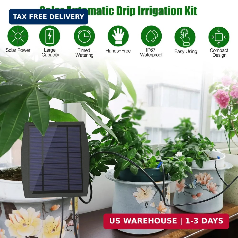 Solar Automatic Drip Irrigation Kit System, JIYANG Solar Powered Auto Easy DIY W