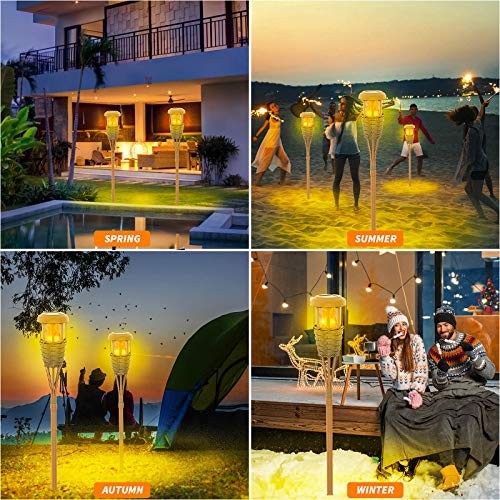 Flickering Flames Solar Powered Lights - Upgraded Solar Torches 2-Pack