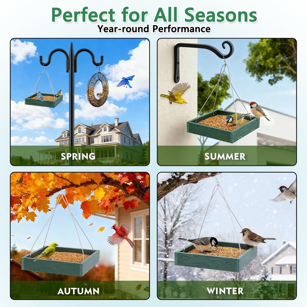 WPC Composite Platform Bird Feeder Hanging, Large 3.5 lbs Capacity, Durable, ...
