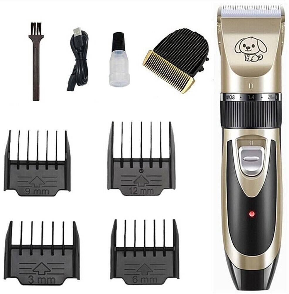Dog Cat Pet Grooming Kit Rechargeable Cordless Electric Hair Clipper Trimmer Set