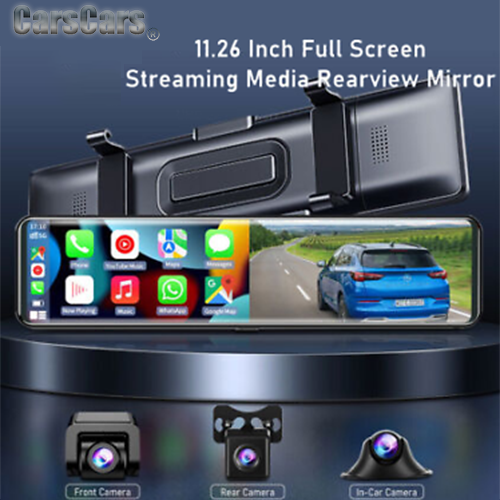 11.26" Touch Screen +GPS Mirror Dash Cam Wireless Apple Carplay Android HOT