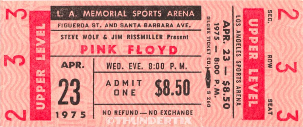 5 1972 -77 PINK FLOYD UNUSED FULL CONCERT TICKETS scrapbooking + BONUS reprint