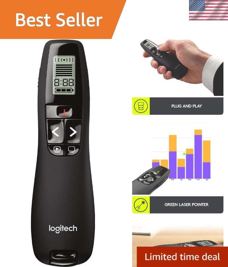 Wireless Presenter R800 with Green Laser PowerPoint Clicker Remote