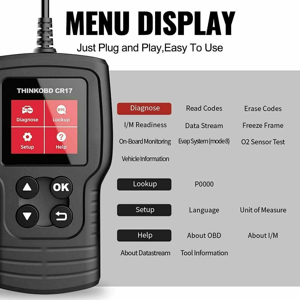 THINKODBD CR17 OBD2 Scanner Code Reader Diagnostic Scan Tool Check Engine Fault