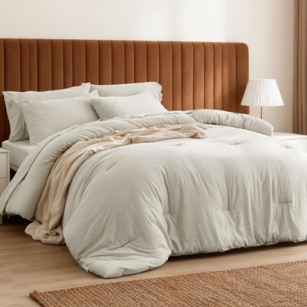 Bedsure Queen Size Comforter Set, Beige Soft Prewashed Queen(90"x90"),