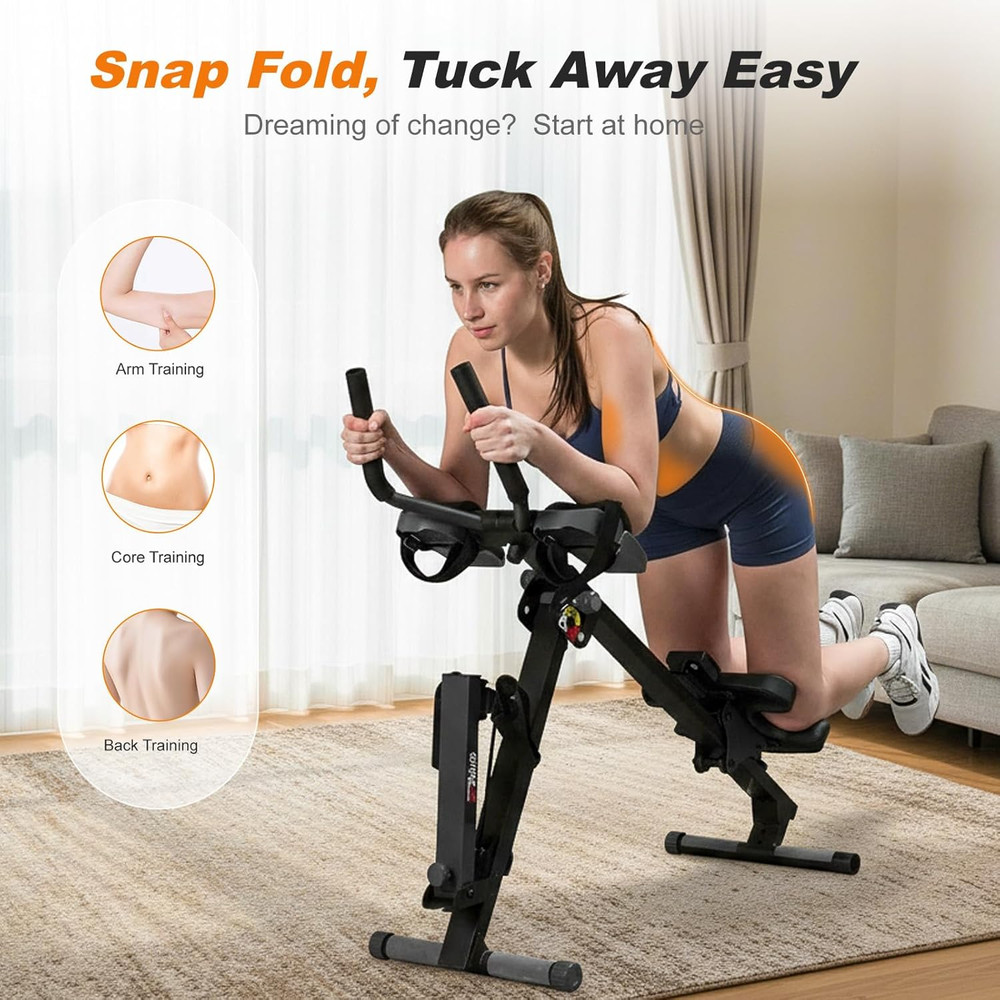 TOUSAINS 3 in 1 Ab Machine, Foldable Rowing Machine & Cable System, Core Trainer
