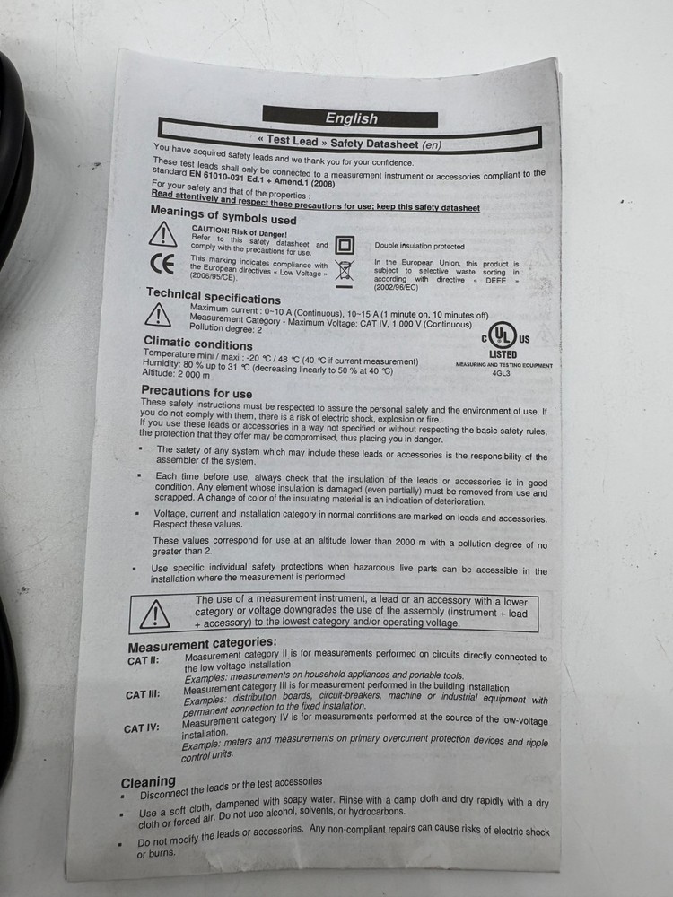 Culus Test Lead Probes Replacement Wires for Electrical Multimeter Tester