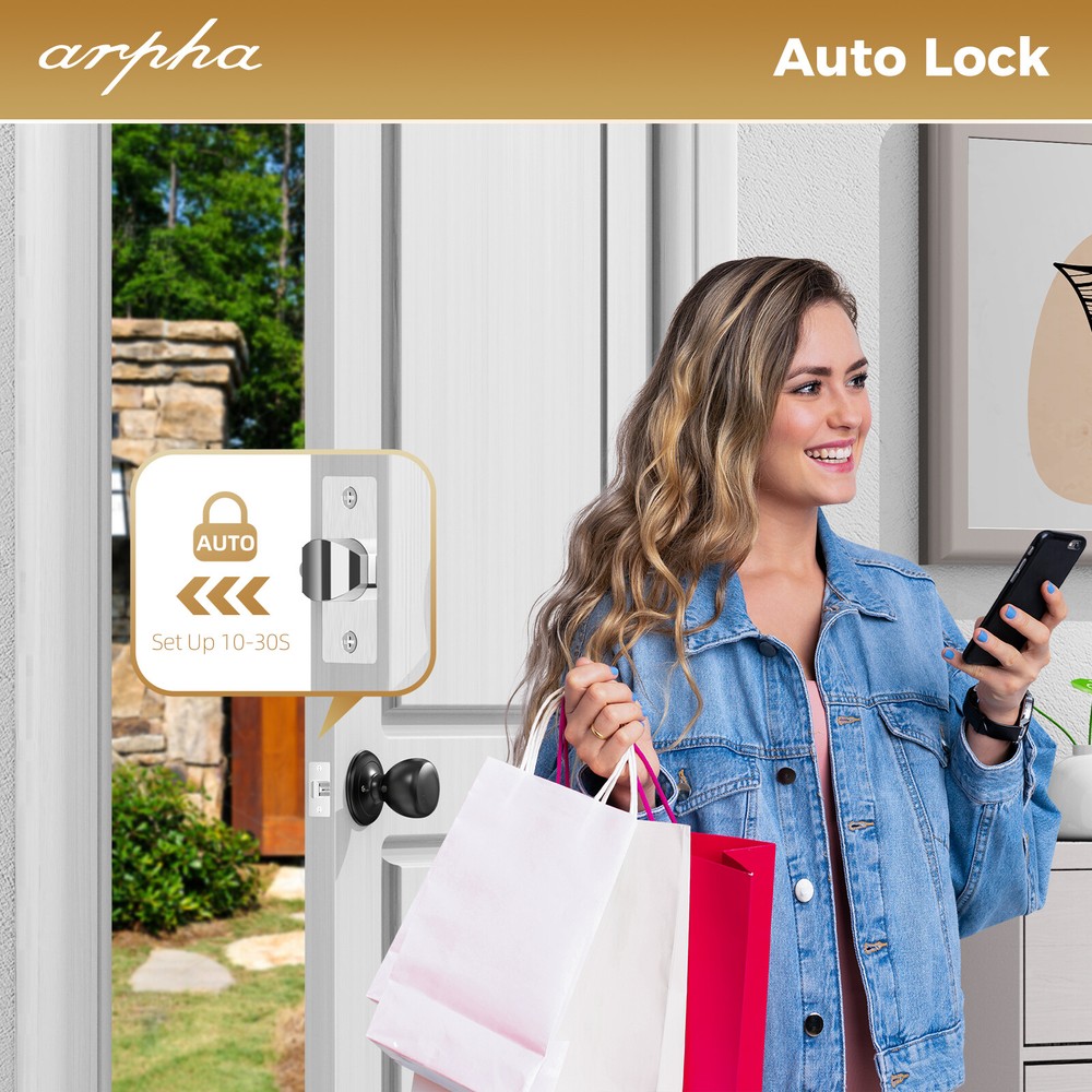 ARPHA Keypad Door Knob 50 Code Keyless Entry Anti-Peeping Password Handle