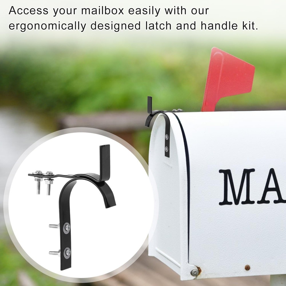 Mailbox Latch and Handle Kit, Metal Secure Replacement Set for black, silver