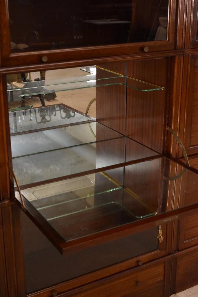 Antique Mahogany Barrister Bookcase Wall Unit Circa 1910