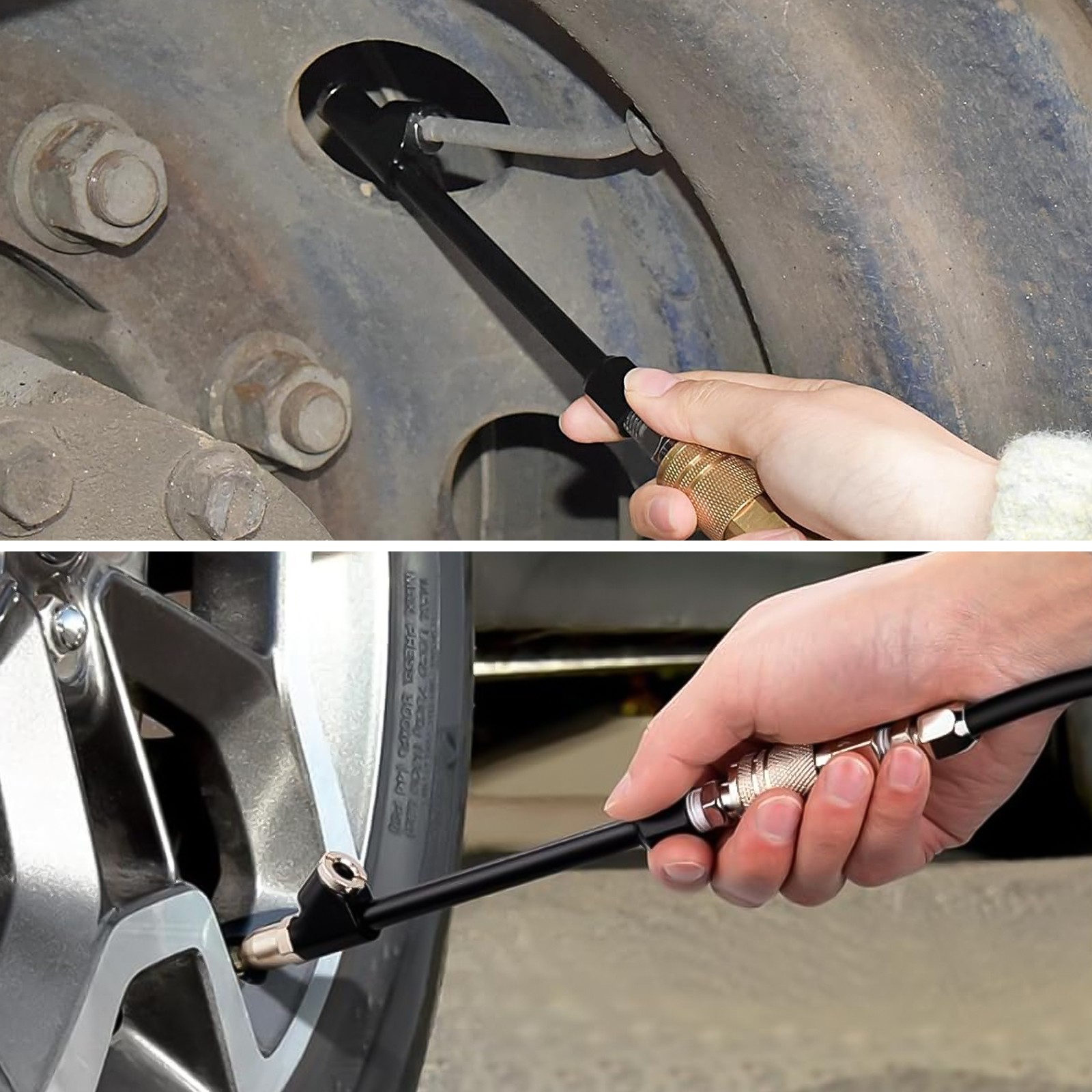 2 PCS 13in Extended Dual Head Air Chuck 1/4in NPT for Car Truck Tires Leak-Free