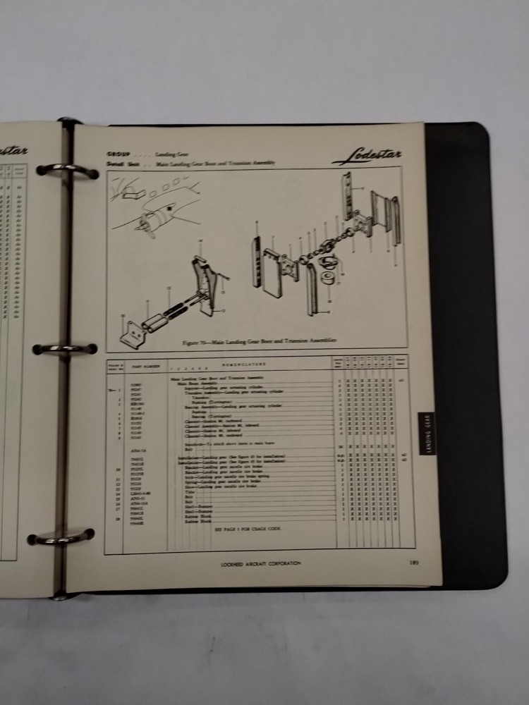 Lockheed Lodestar Model 18 Maintenance Parts Catalog-Original