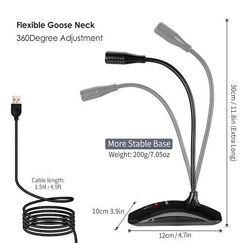 USB Computer Microphone w/Mute Button Plug&Play Condenser PS4 Mic LED Indicator