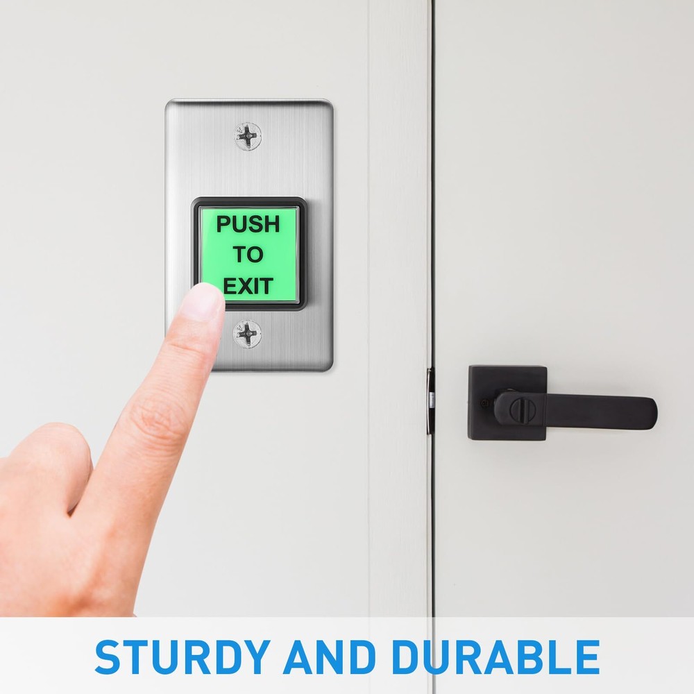 2 Pcs Push to Exit Button Indoor Green Square Request to Exit Button Stainles...