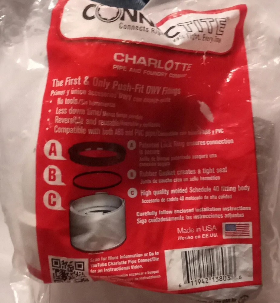 Charlotte Connectite 2" 45° Elbow PVC Push Fit DWV Made In USA!!