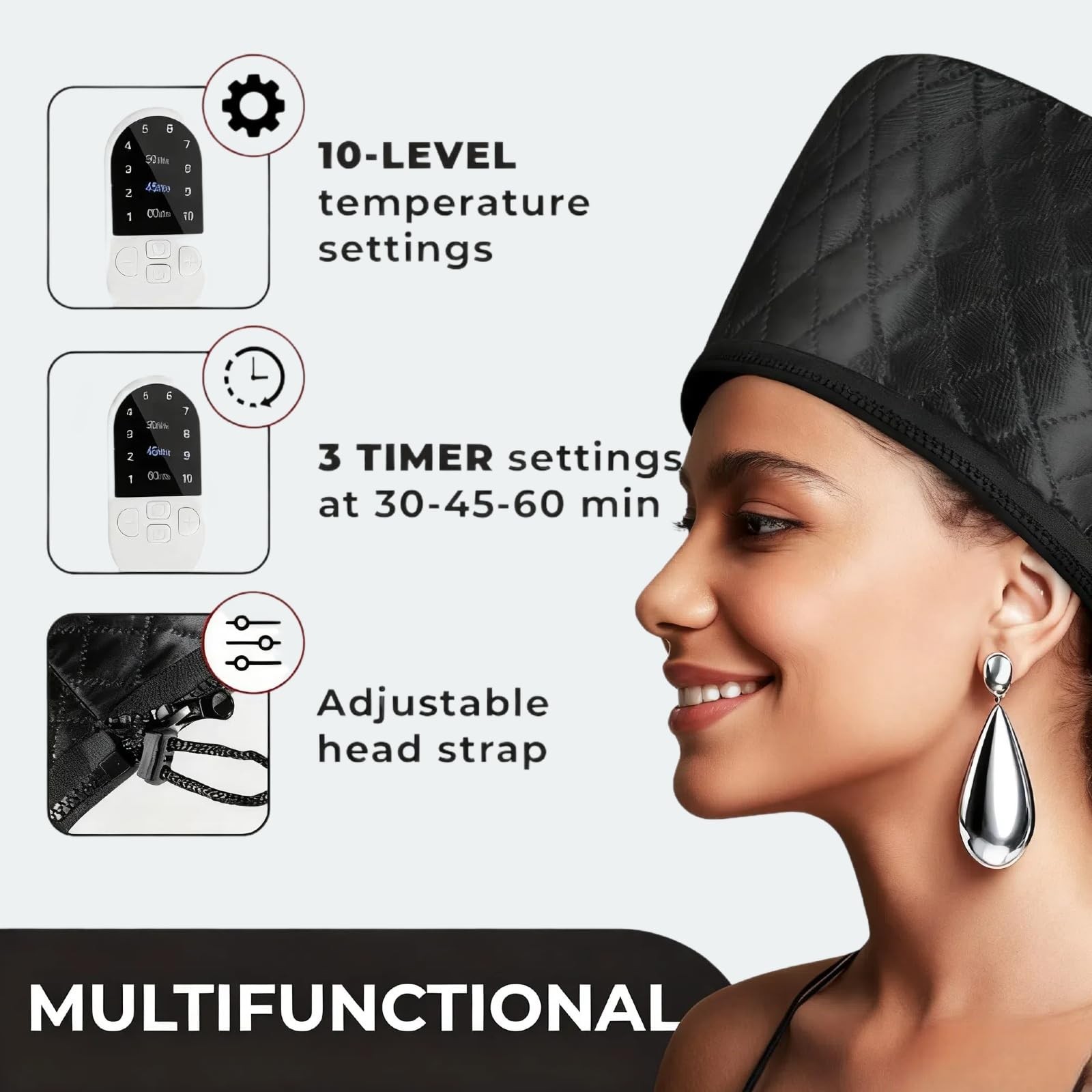 Hair Steamer for Natural Hair (Home Use) - 10-Speed Temperature Control, Fast...