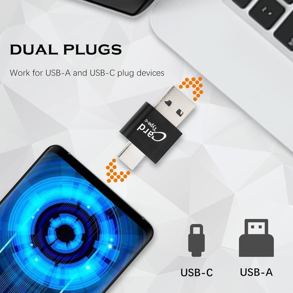 Universal Micro SD Card Reader - 2-Pack USB-C & USB Adapter for Quick Access