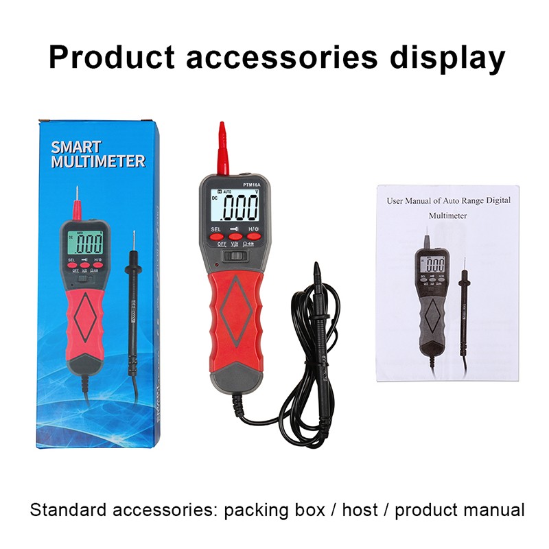 PTM16A Digital Multimeter 2000 Counts AC/DC LCD Voltage Resistance Tester