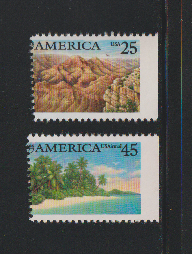 US EFO ERROR Stamps #2512 & C127 PUA America: Angled Misperf / IMPERF! MNH