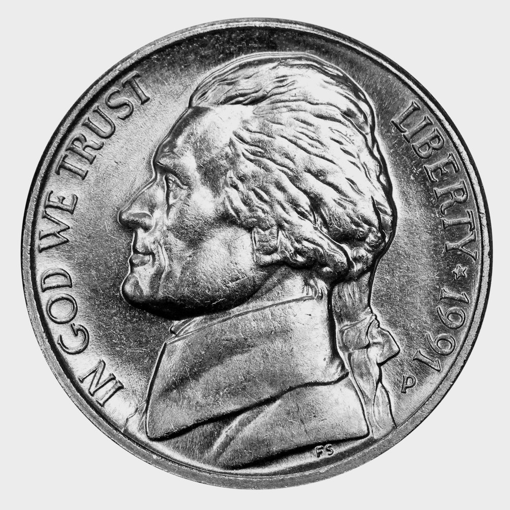 1991-P Full Step FS Gem BU Jefferson Nickel (SP)