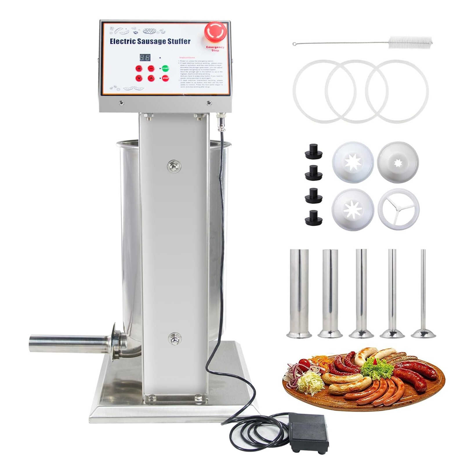 Hakka Electric Sausage Stuffer 10L Commerical Meat Press Filler Maker 2 Speed