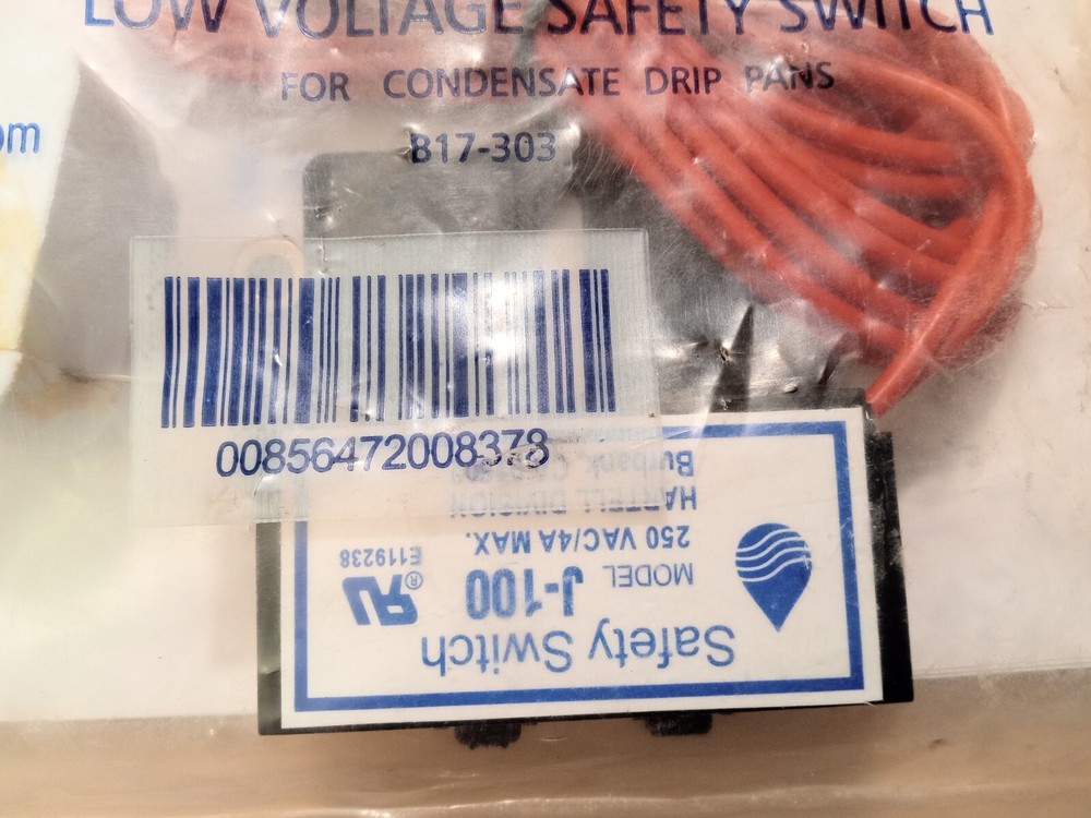 SAFETY FLOAT SWITCH FOR DRAIN PANS J100 Hartell B17-303
