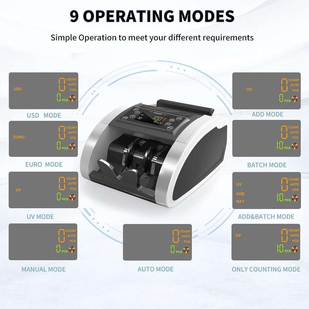 Advanced Portable Money Counter Machine - LED Display - Add&Batch Modes