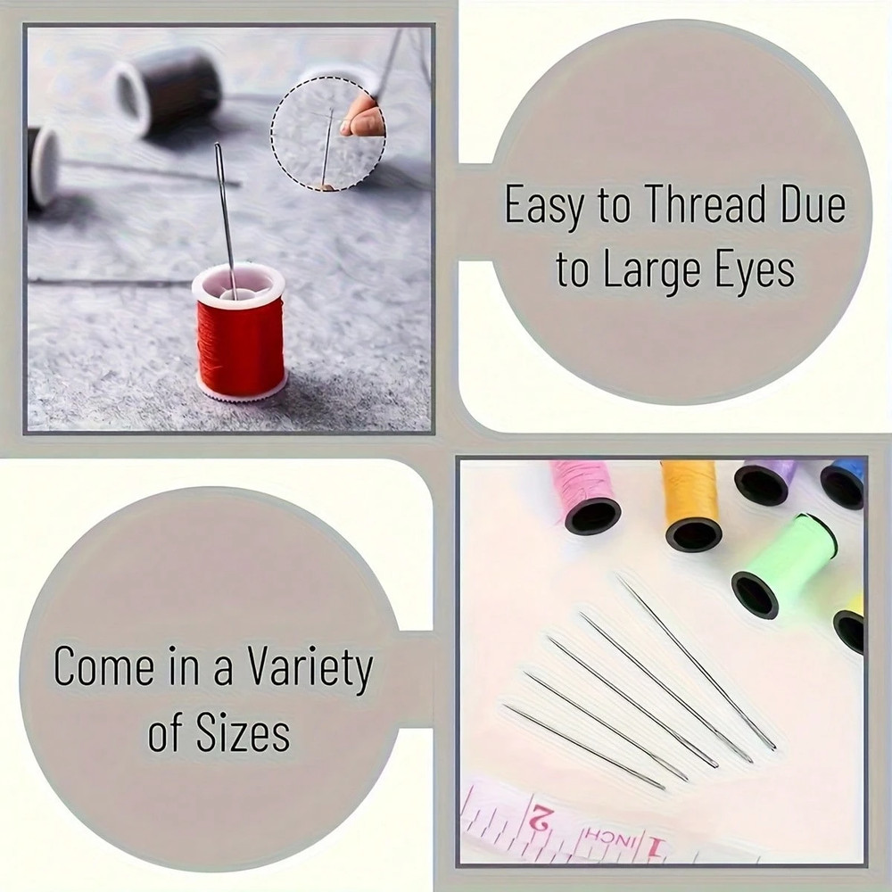 25PCS Large Eye Sewing Needles Set Easy Thread Hand Embroidery Assorted Leather