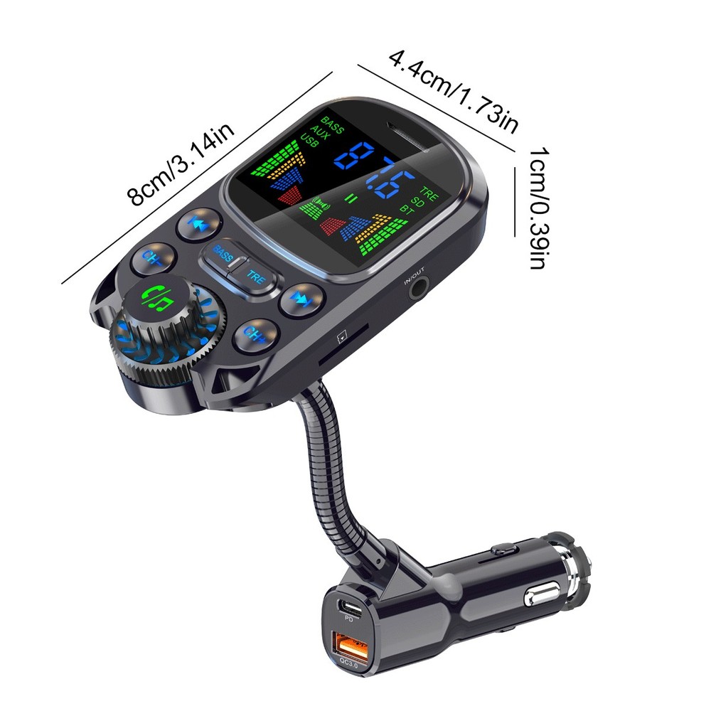 Car Bluetooth FM Transmitter Wireless MP3 Player USB PD Fast Car Charger Adapter