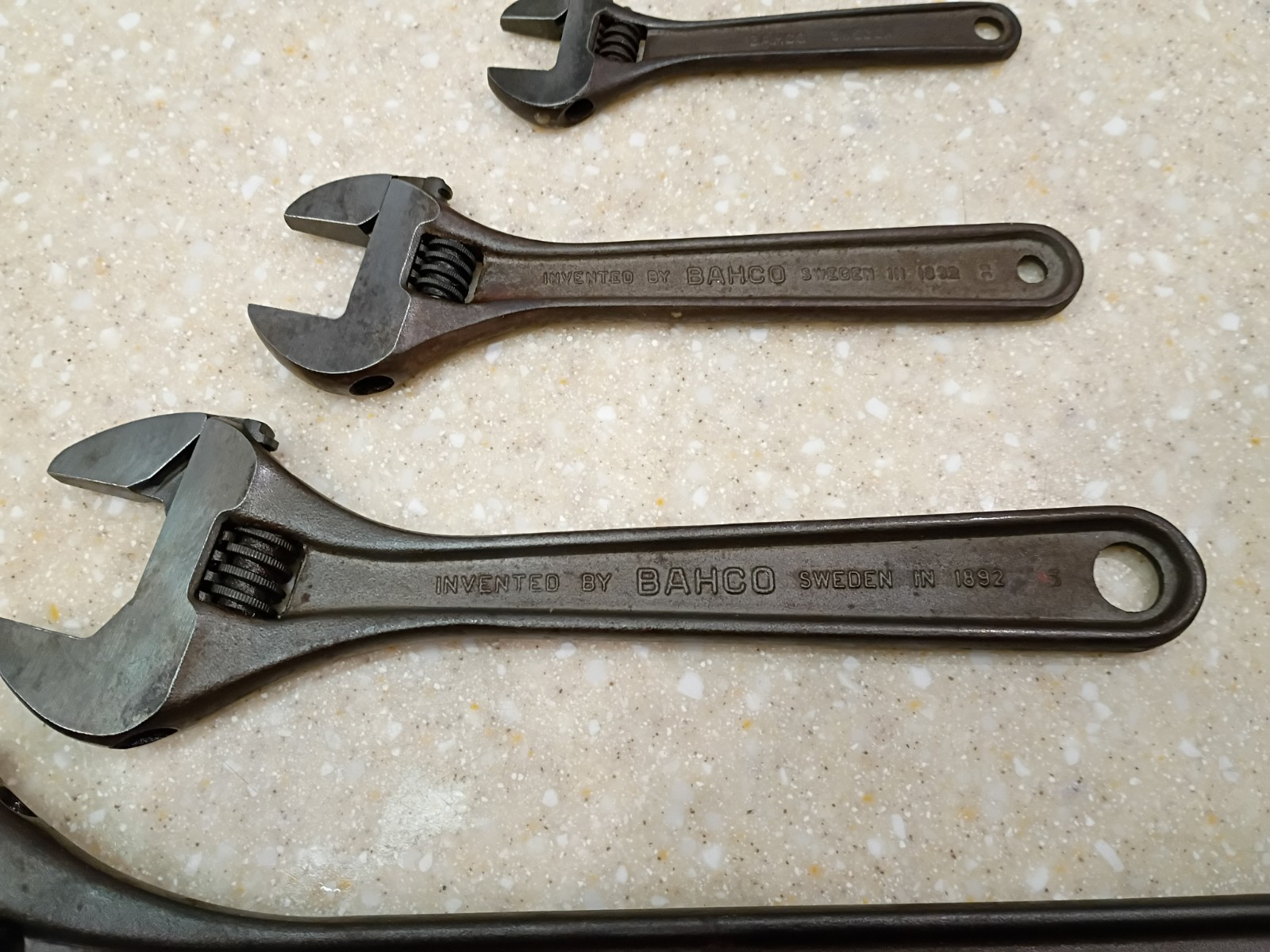 Vintage set of 4 Bahco Sweden Adjustable Wrenches spanner monkey 12" 8" 6" 4"