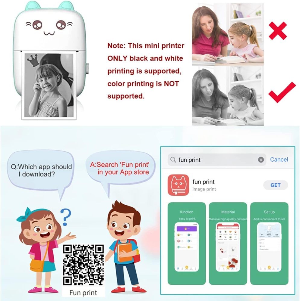 Bluetooth Mini Pocket Thermal Printer Photo Label Sticker Maker for Study Notes