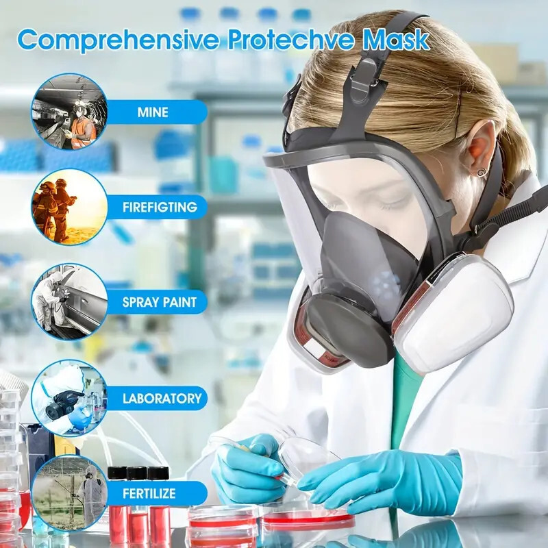 Full Face Gas Mask Painting Spraying Respirator w/Filters Set for 6800 Facepiece