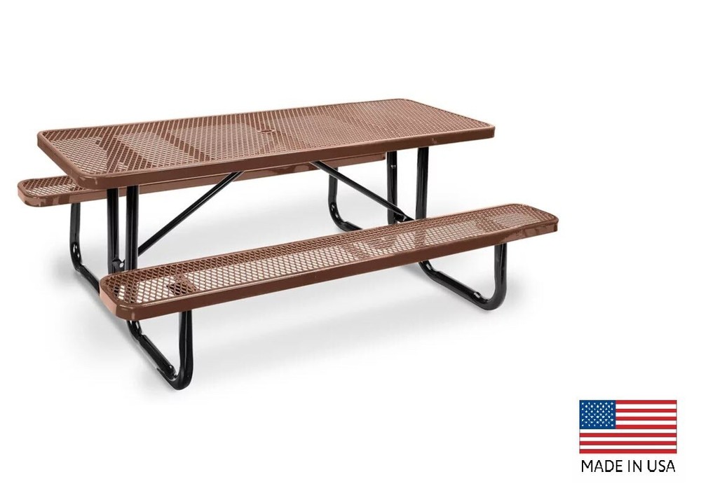 PICNIC TABLE Commercial - All Metal Construction & Steel Frame  6 Ft Rectangular