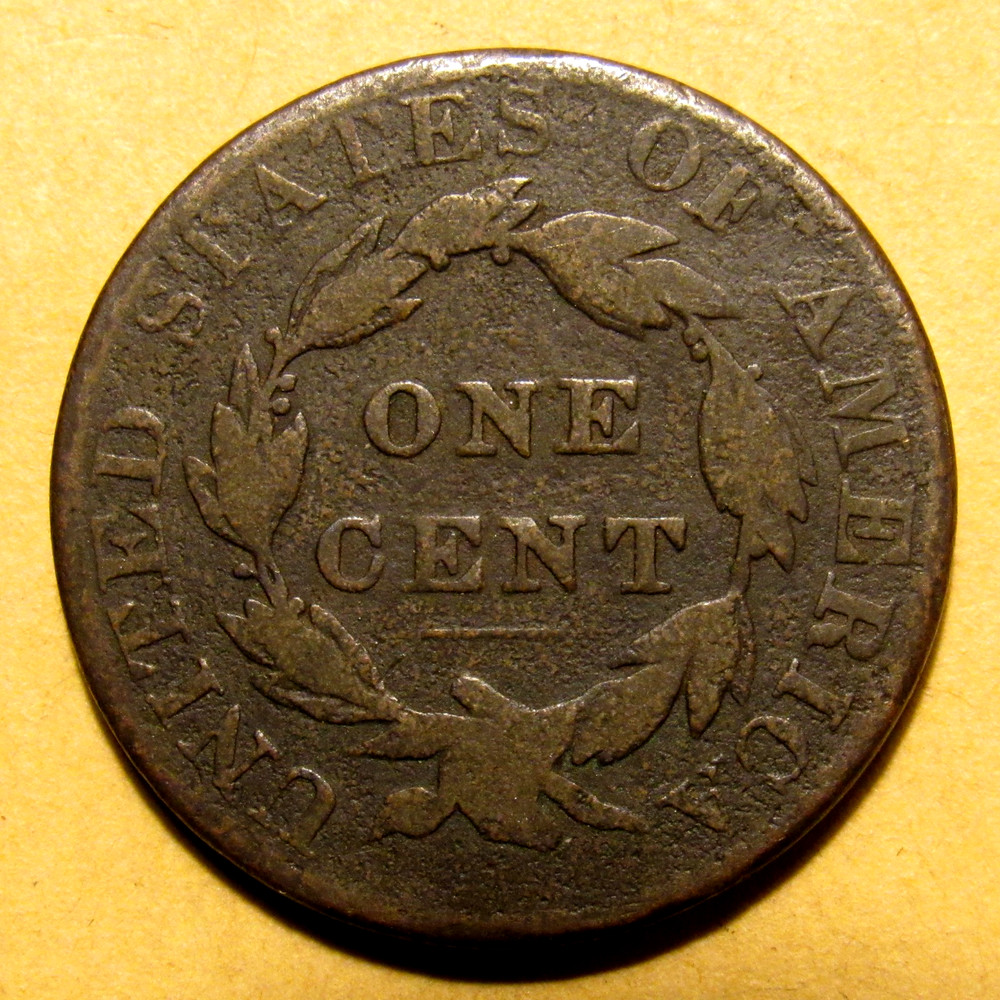1823/2 CORONET LARGE CENT, VG ~ KEY DATE, PLEASING ISSUE-FREE ORIGINAL EXAMPLE