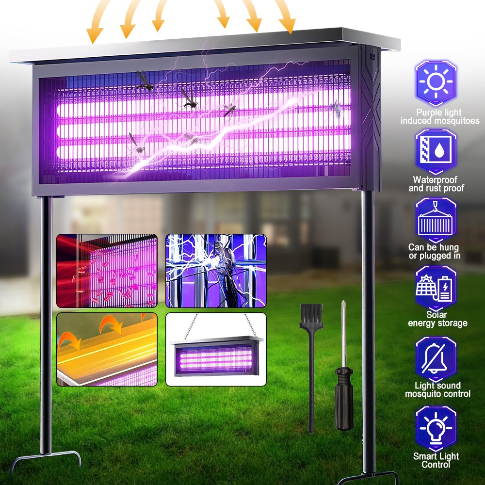 Solar Bug Zapper Indoor, Waterproof Mosquito Zapper Outdoor Solar Powered, 4500V