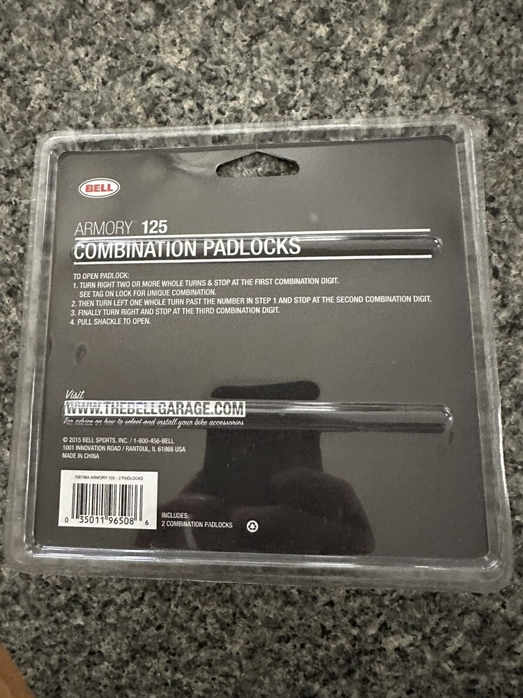 Bell Armory 125 Combination Padlocks, Black Combination - 2 Pack