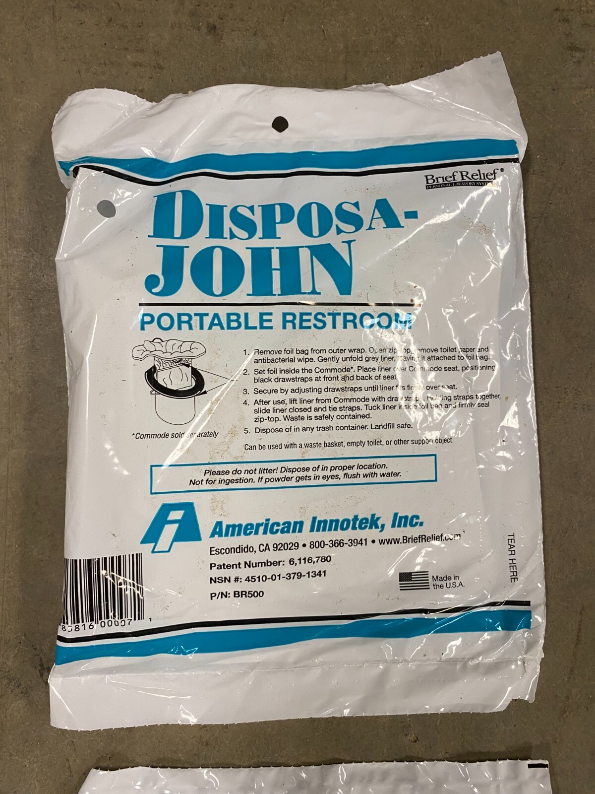 Lot of 10 Disposable Brief Relief Eco safe porta potty and urine bags