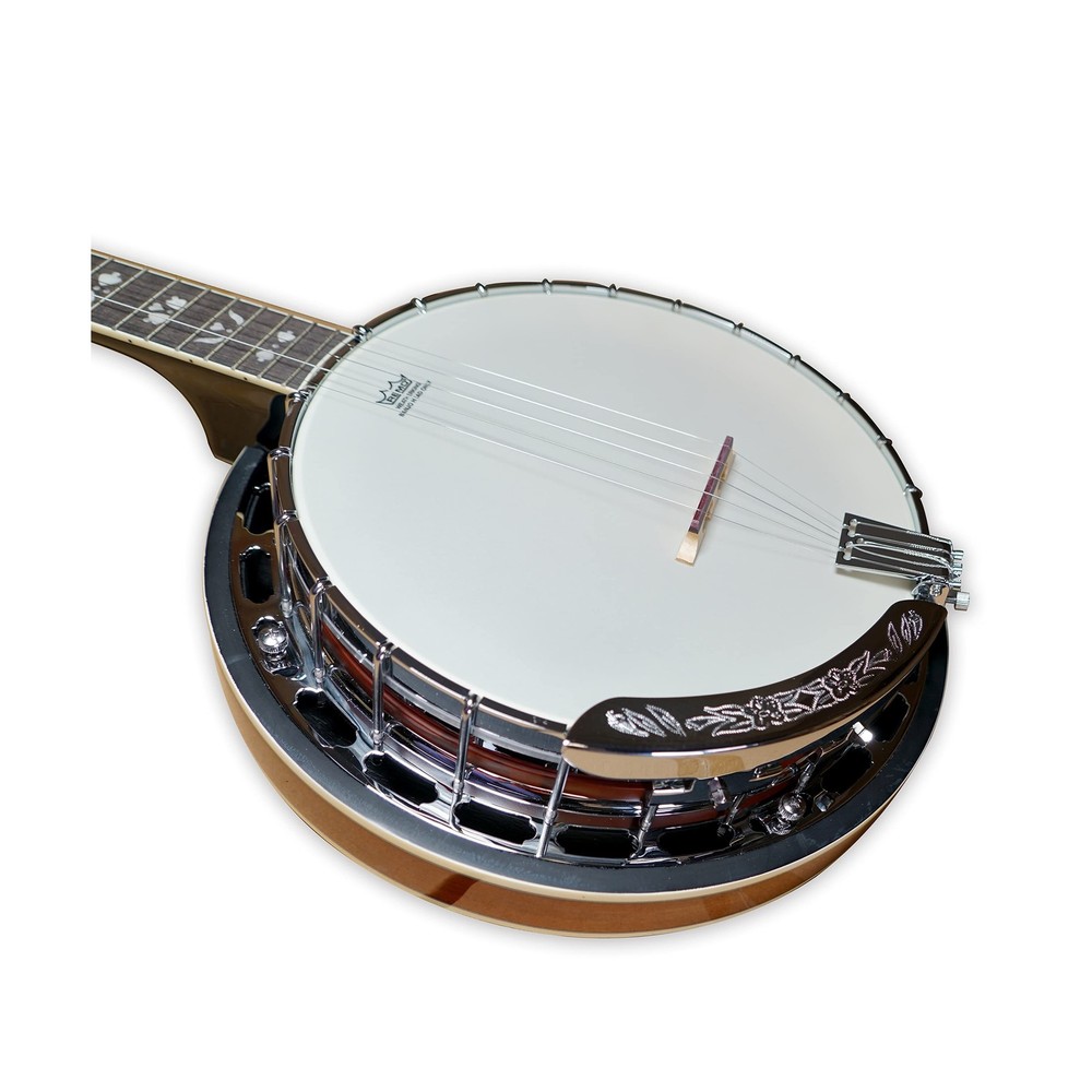 5 String Full Size Banjo Solid Back with beginner Kit Remo Head Coated Top Eu...