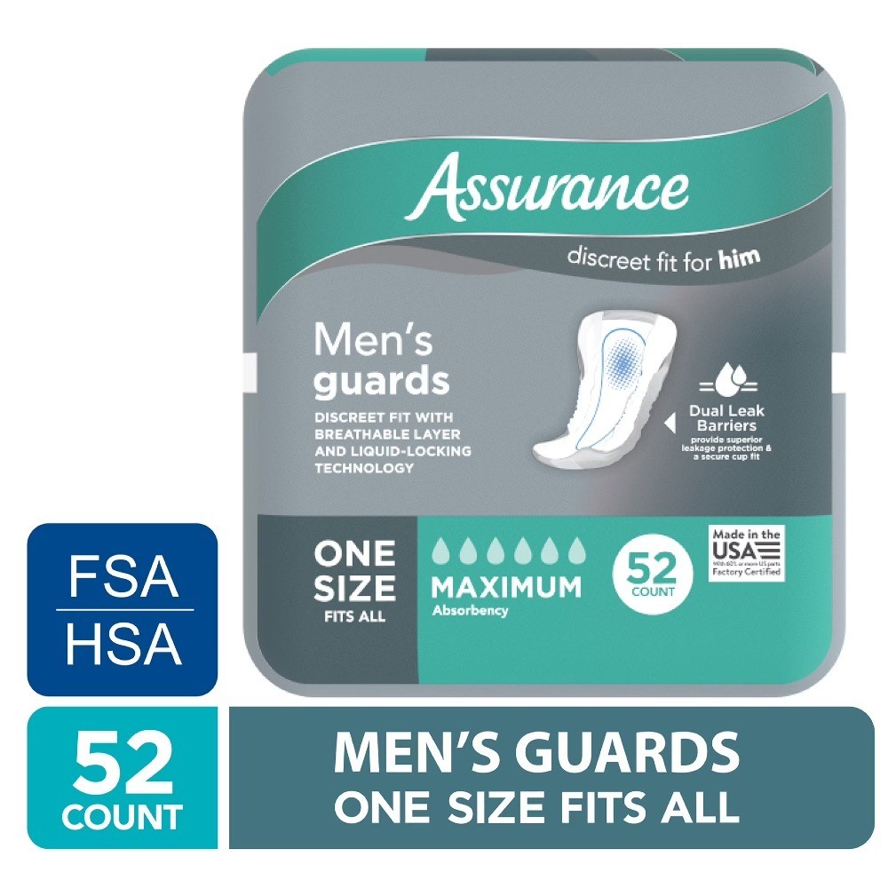 Maximum Absorbency Men's Guards, Incontinence Protection, 52 Count Pack