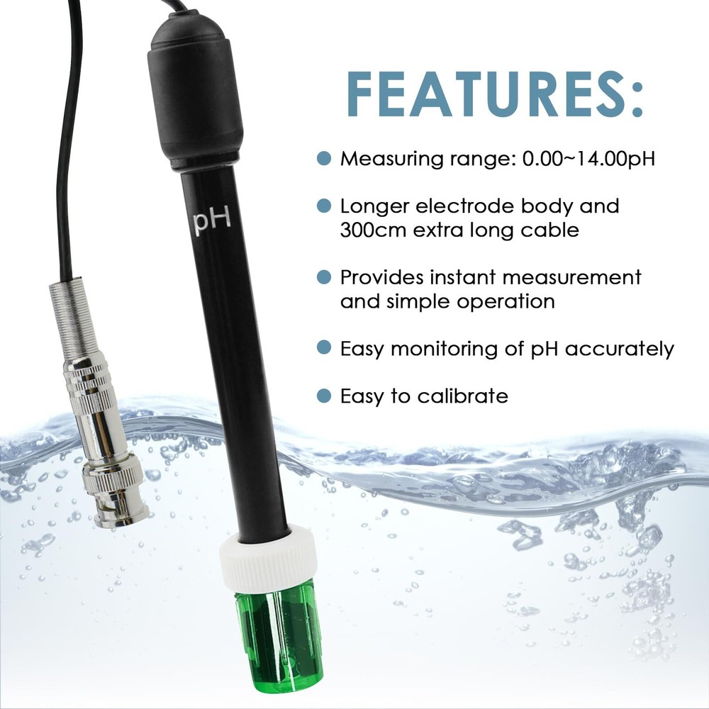014 Ph Electrode Probe Ph Meter With Replacement Bnc Connector And 300cm Cable S