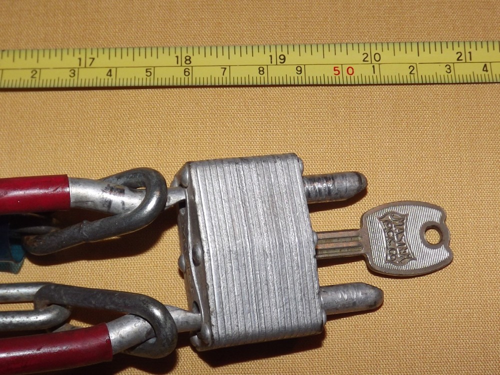 VINTAGE 36" LONG PLASTIC COVERED BICYCLE CHAIN WITH LOCK