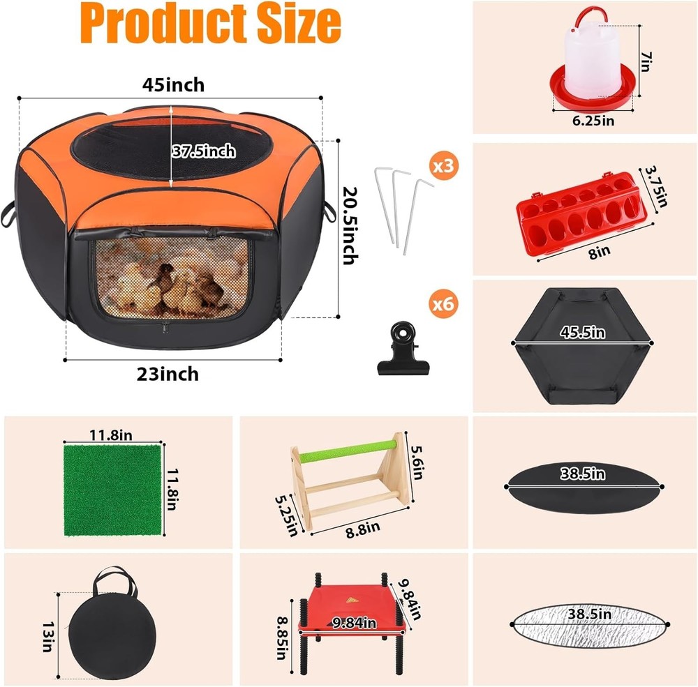 Brooder Box for Chick, 6-in-1 Chick Starter Kit, Includes Brooder Heating Plate