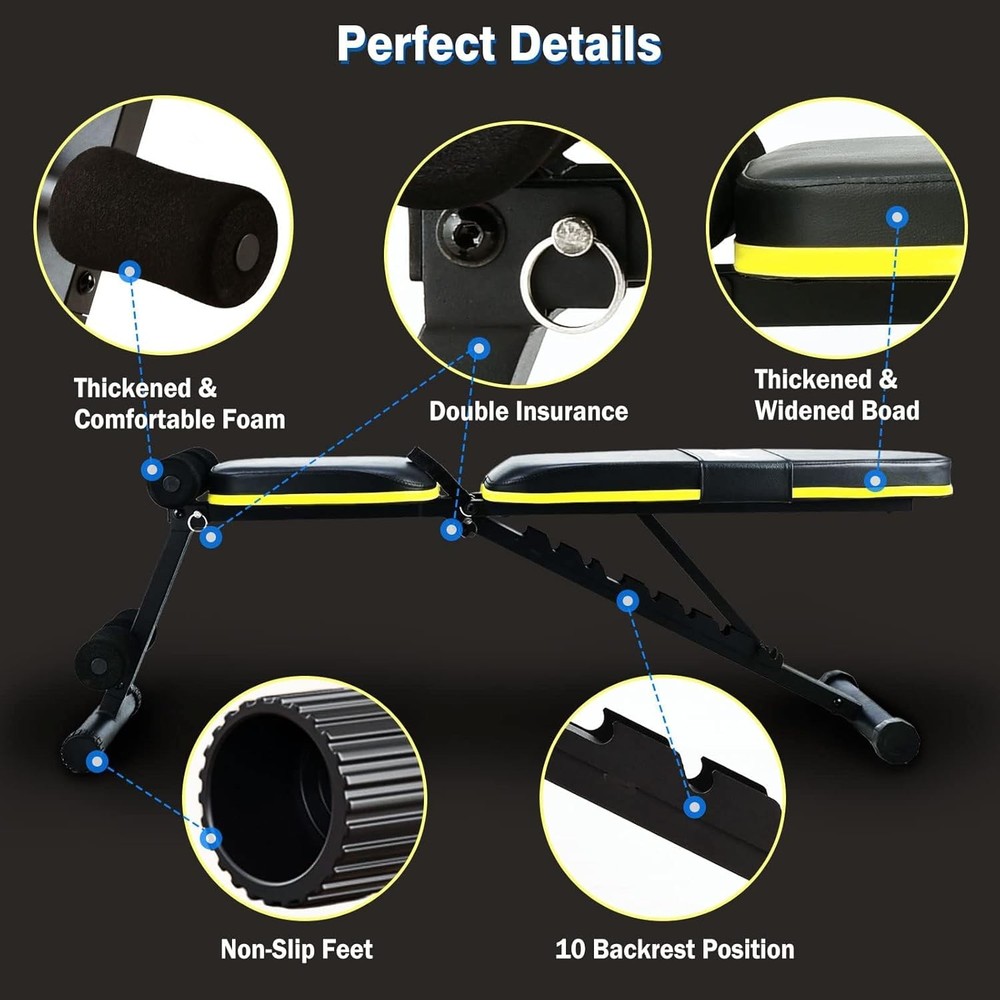 Adjustable Weight Bench 10 Backrest Position Exercise Bench