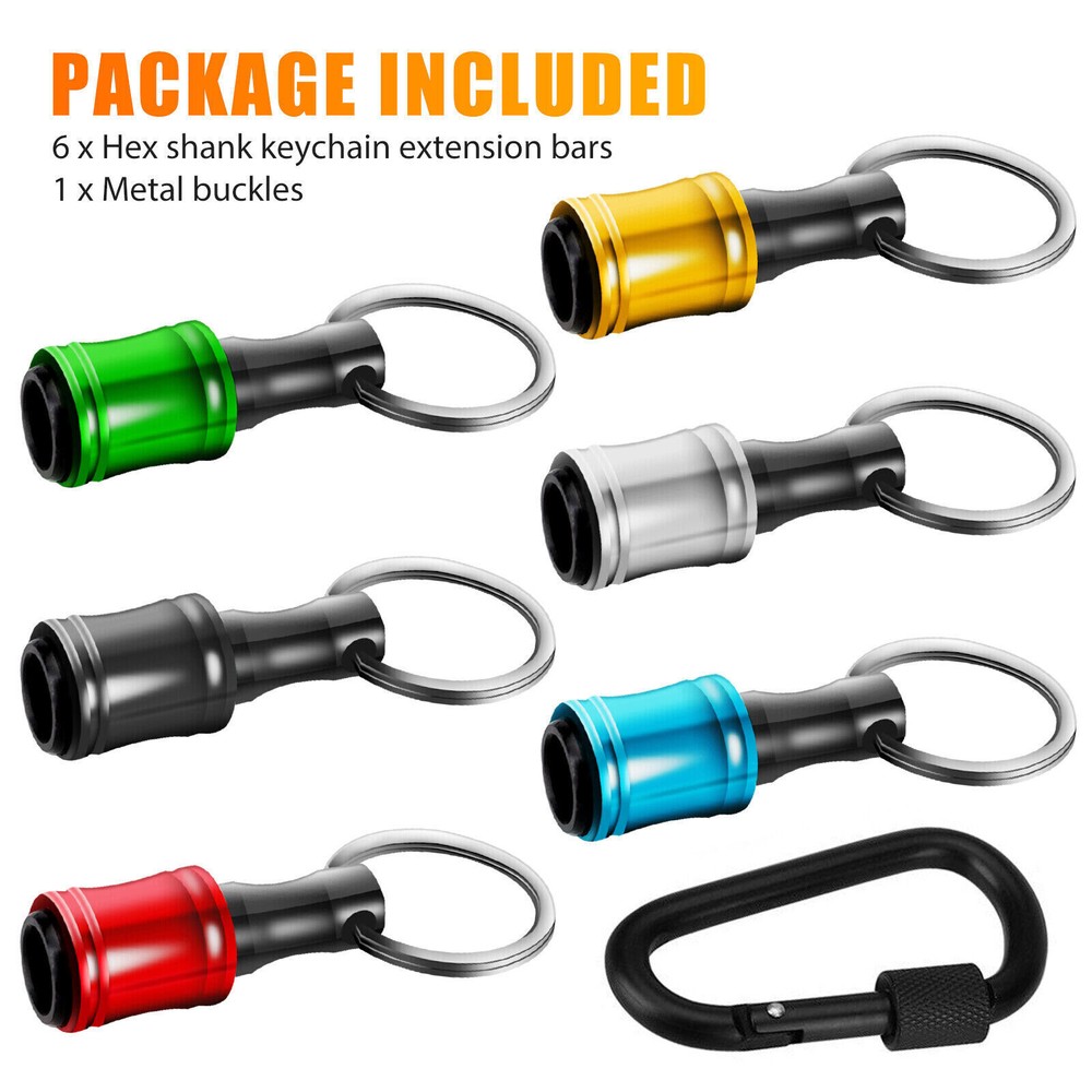 Portable 1/4" Hex Shank Quick Release Keychain Drill Screwdriver Bit Holder Set