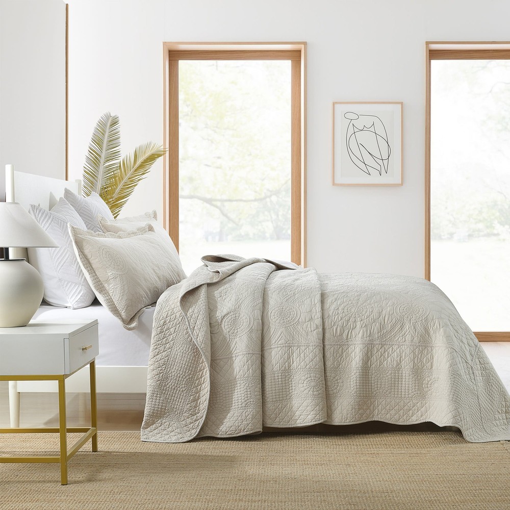 3PCS Cotton Oversized Bedspread Set Coverlet Set Lightweight Quilt Set