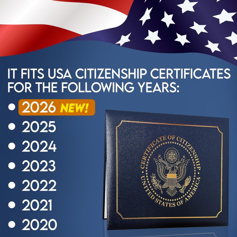 • US Citizenship Certificate Holder • Naturalization Document & Gift • Navy Blue