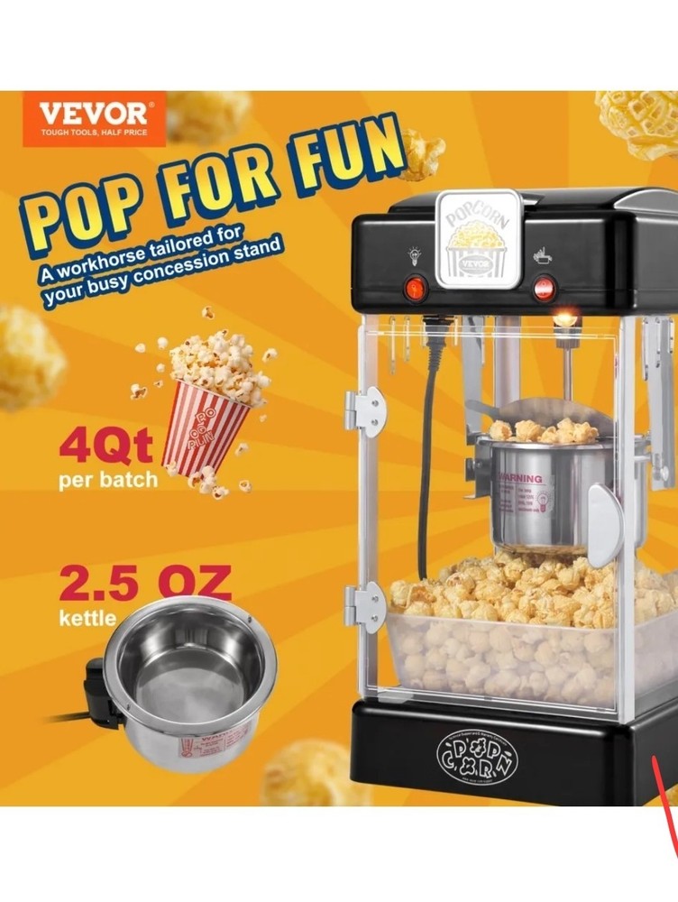 Vevor Popcorn Maker 2.5oz Tabletop Popcorn Maker Red NP25001